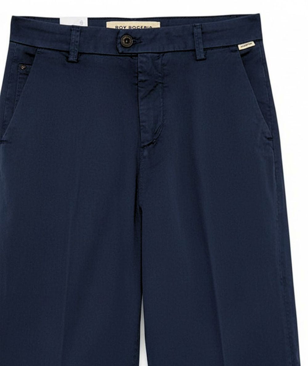 Roy Roger's Pantaloni Chino Lais in Cotone e Lyocell RND041P3810127 Blu Navy