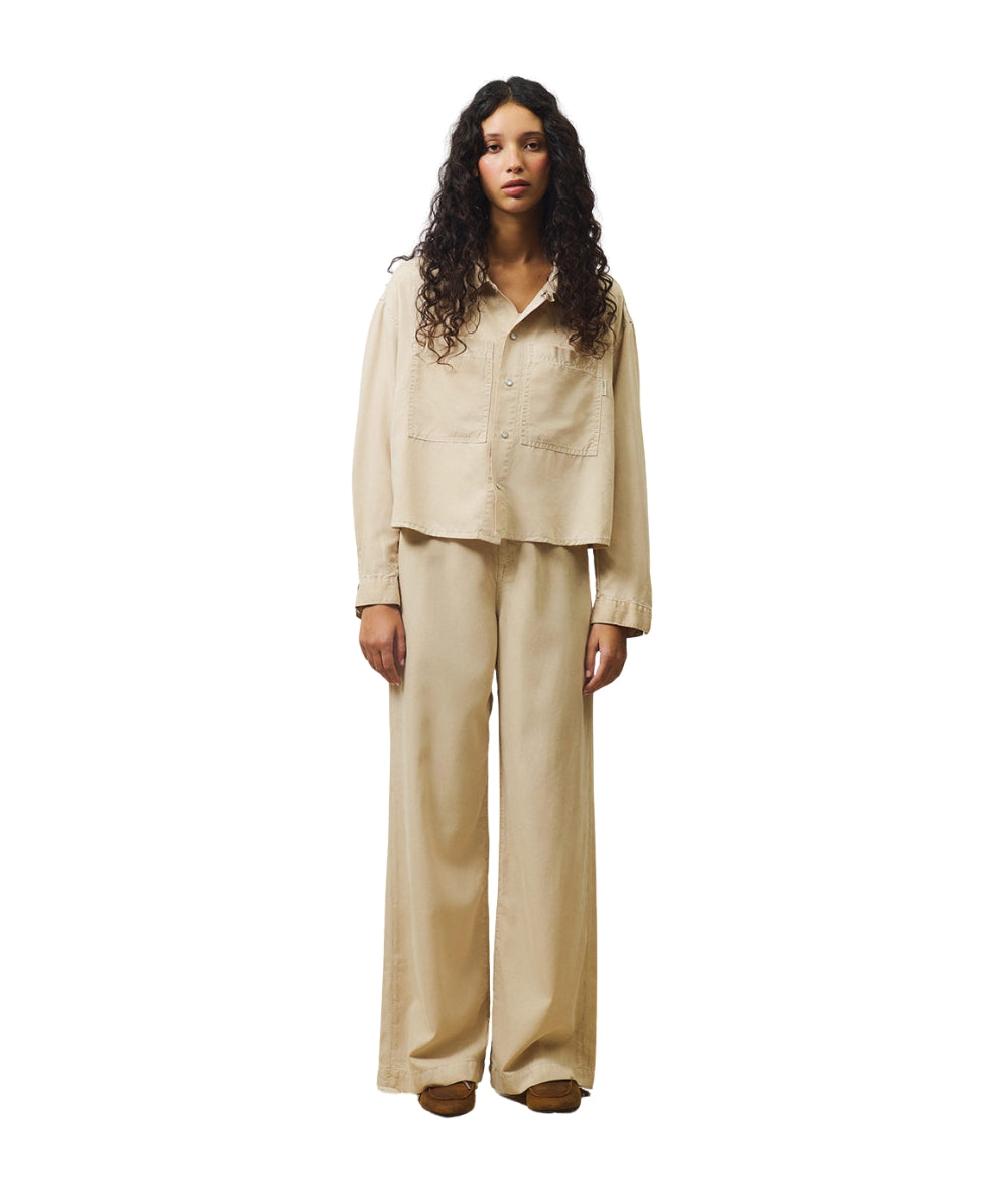 Roy Roger's Camicia con Tasche Fatigue in Tencell  RND90314CR560569 Beige