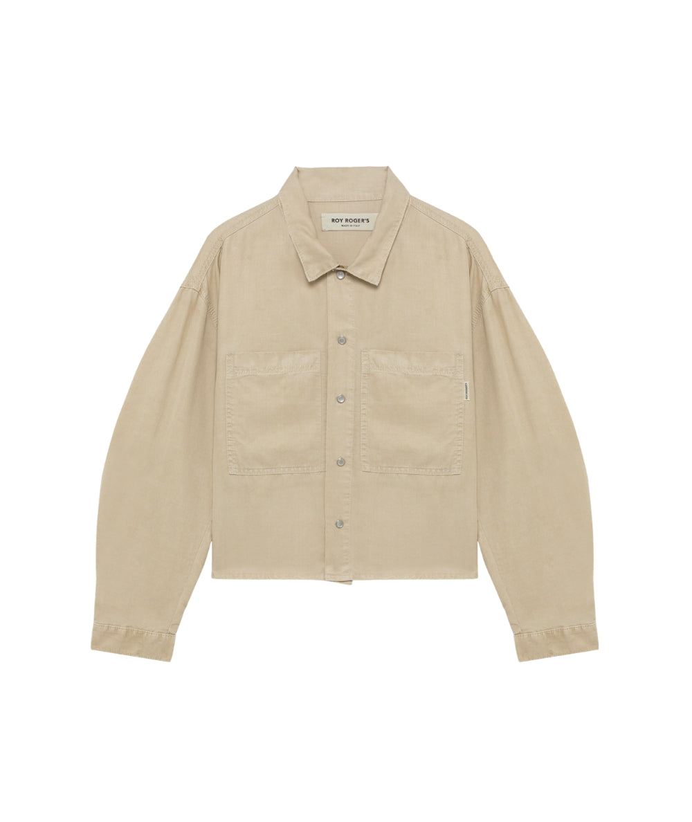 Roy Roger's Camicia con Tasche Fatigue in Tencell  RND90314CR560569 Beige