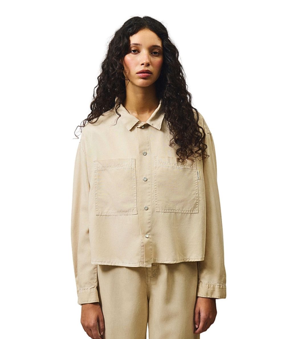 Roy Roger's Camicia con Tasche in Tencell Fatigue RND90314CR560569 Beige