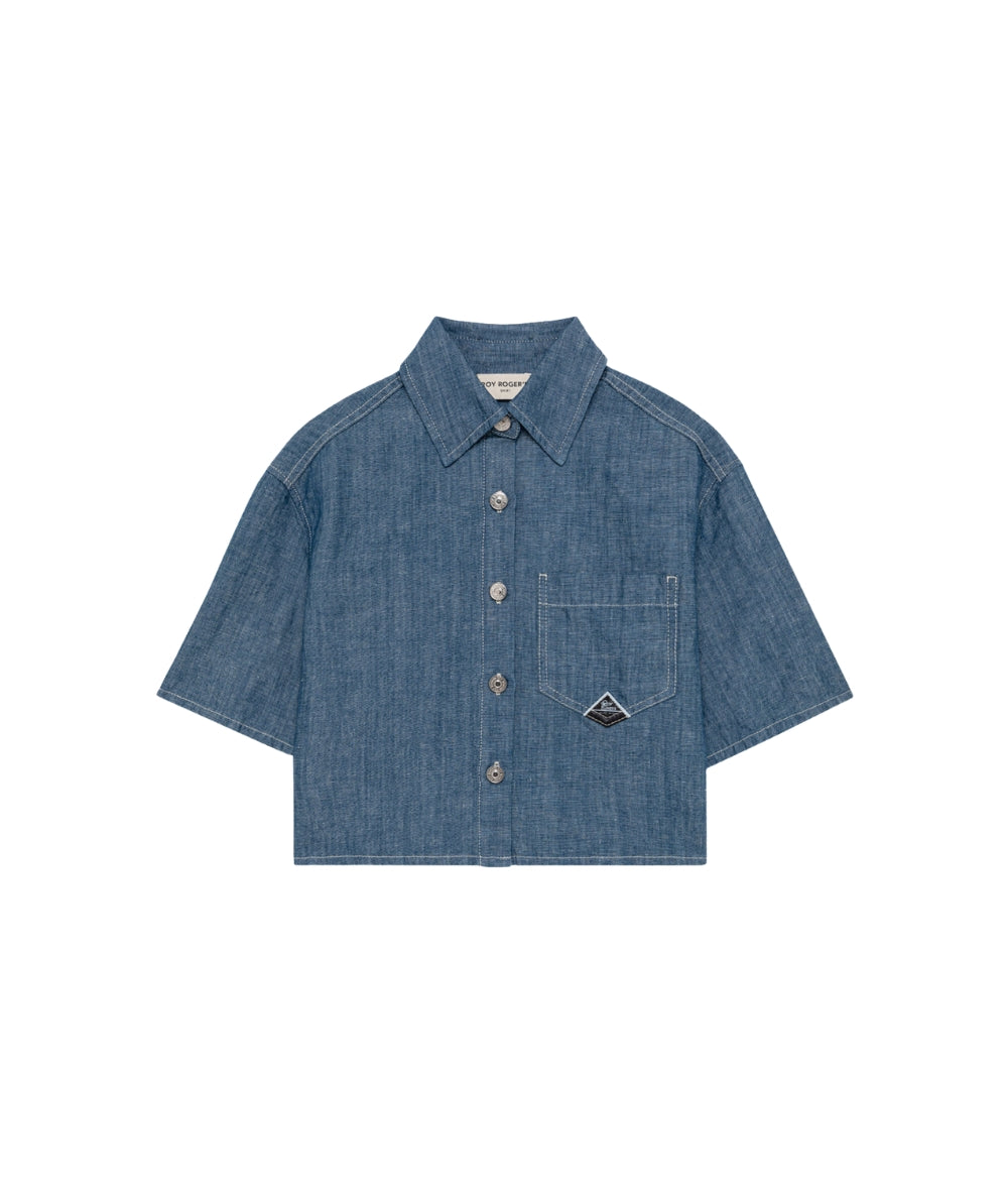 Roy Roger's Camicia in Chambray Cropped RND90141D7380021  Denim Chiaro