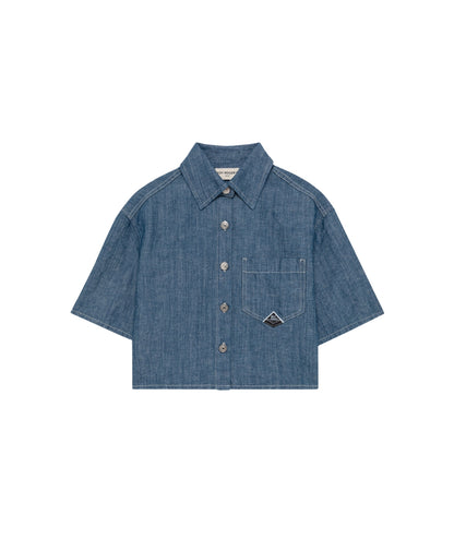 Roy Roger's Camicia in Chambray Cropped RND90141D7380021  Denim Chiaro