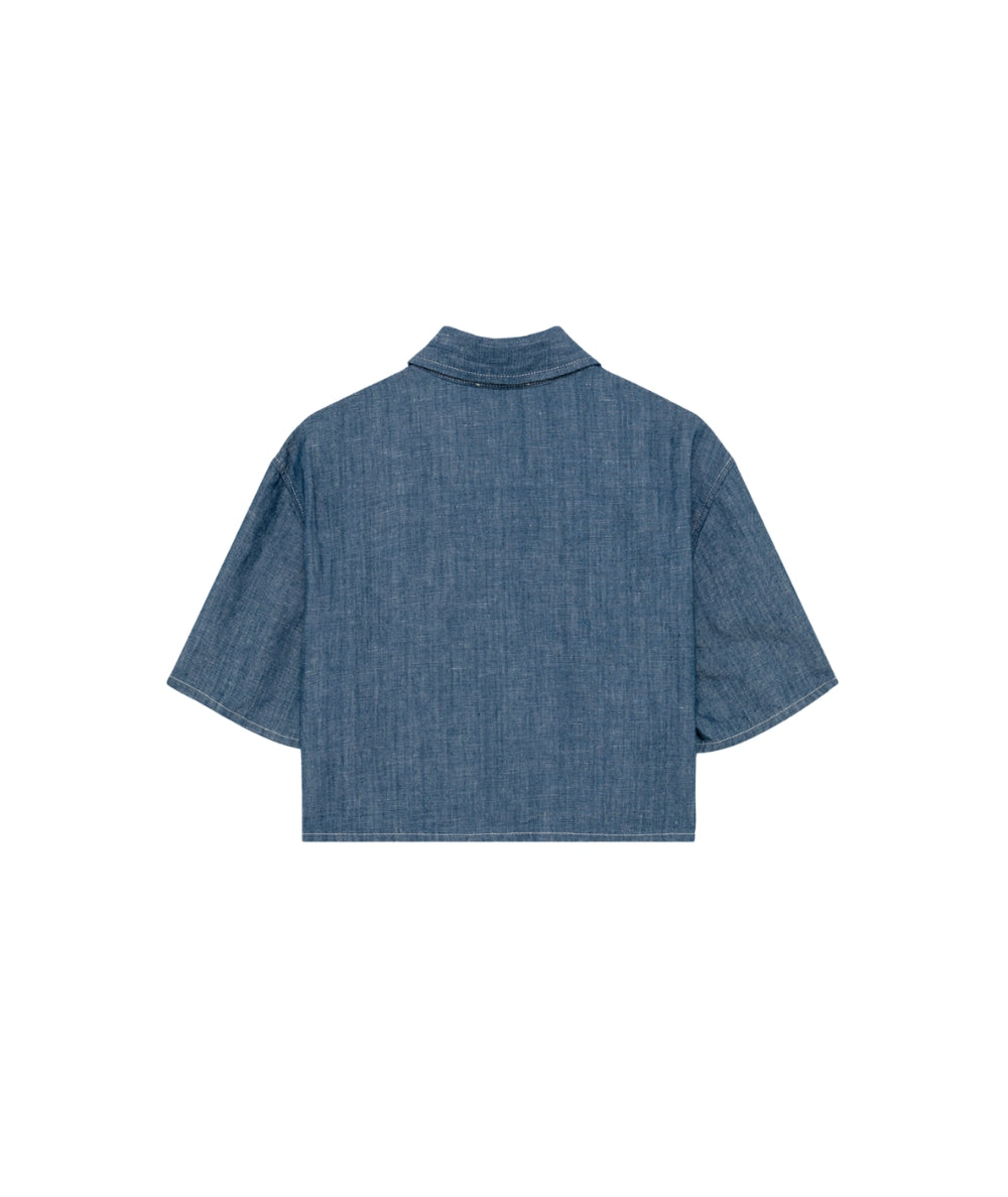 Roy Roger's Camicia in Chambray Cropped RND90141D7380021  Denim Chiaro 