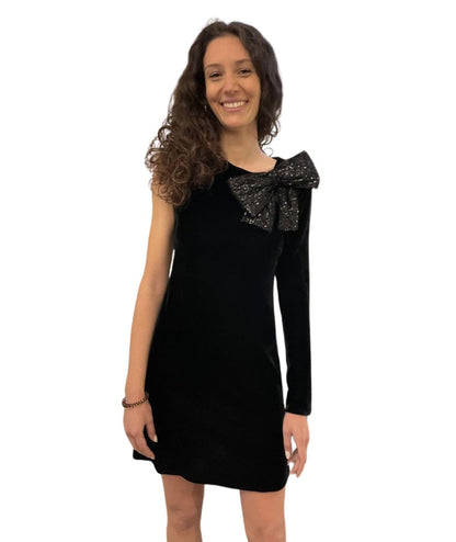 SANDRO FERRONE ABITO MONOSPALLA DA DONNA IN VELLUTO NERO