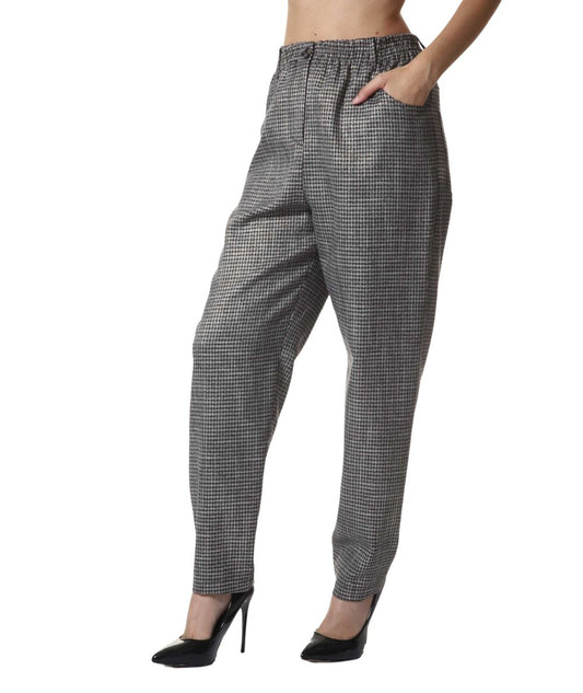 SHIRTAPORTER PANTALONI PIED DU POULE CON ELASTICO IN VITA TR2545PDP