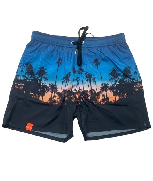 SUN68 BEACH PANTALONCINI DA MARE CON STAMPA PALME H32114 MULTICOLORE