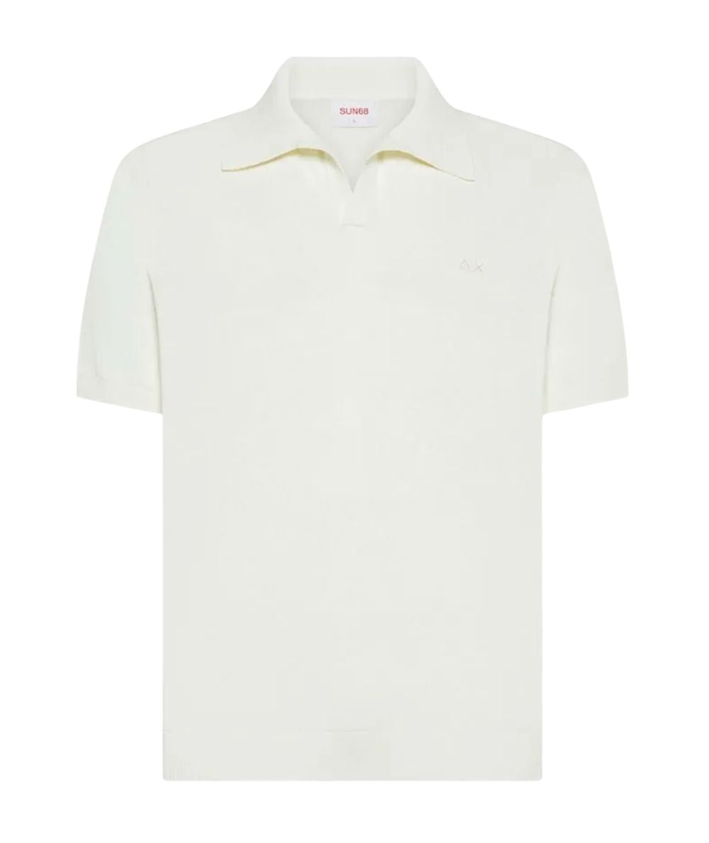SUN68 Polo in Filo con Collo Skipper K36128 Bianco Latte