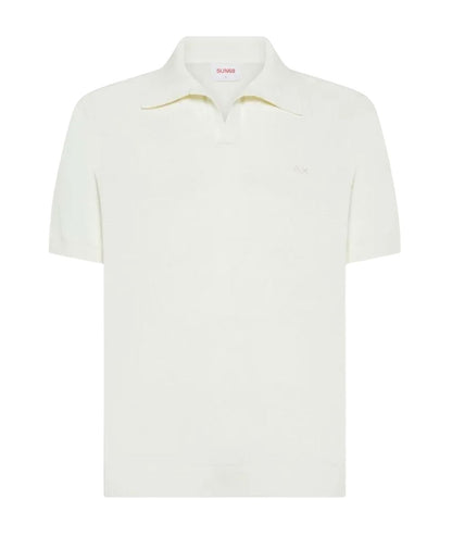 SUN68 Polo in Filo con Collo Skipper K36128 Bianco Latte
