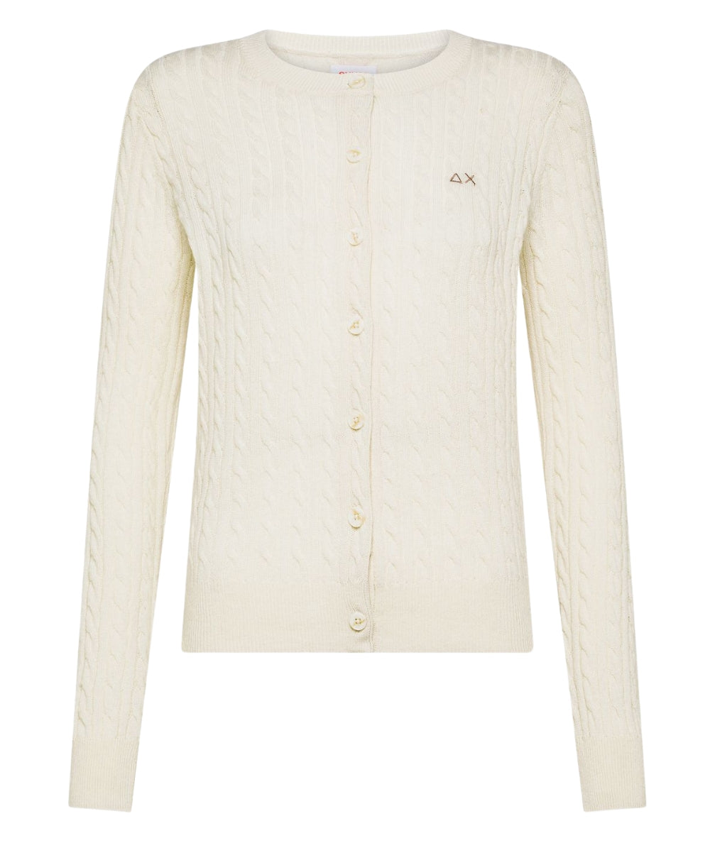 SUN68 Cardigan a Trecce  K45248 Bianco Panna
