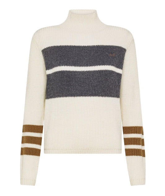 SUN68 Dolcevita a Righe K45261 Bianco Panna Grigio Scuro