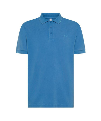 SUN68 Polo Vintage con Logo a Contrasto A35101 Azzurro Avio