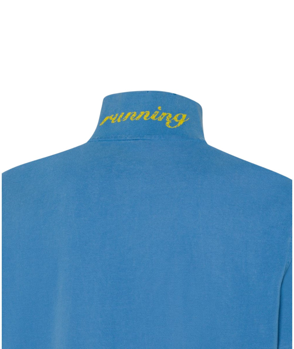 SUN68 Polo Vintage con Logo a Contrasto A35101 Azzurro Avio