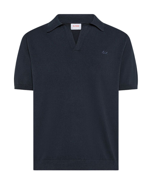 SUN68 Polo in Filo con Collo Skipper K36128 Blu Navy