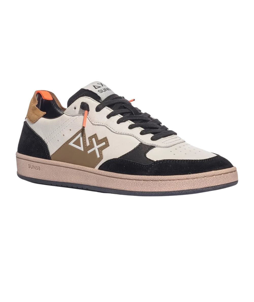 SUN68 Sneakers in pelle Urban Basket Patch Z46147 Bianco/Marrone