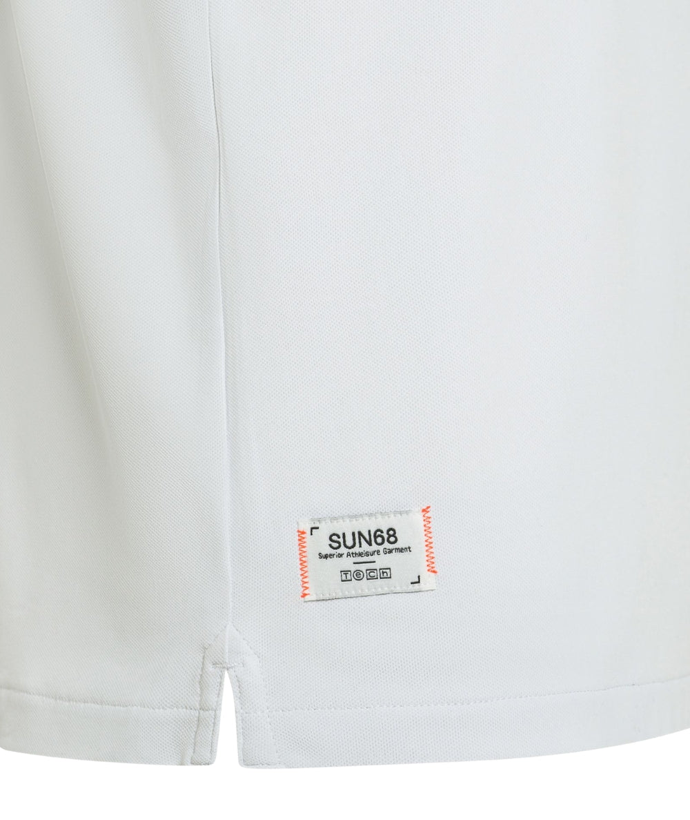 SUN68 T-shirt Girocollo in Piquet Tecnico Stretch T36135  Bianco