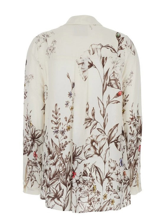 Semicouture Camicia in Fantasia Floreale Ava Y6SS52 Bianco Marrone