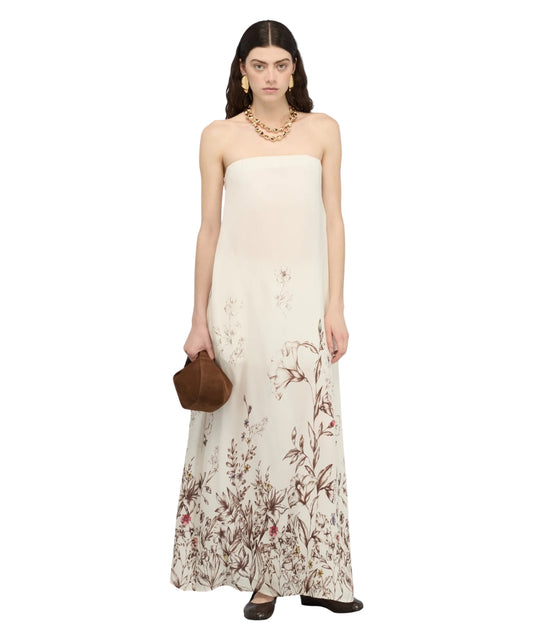 Semicouture Abito in Fantasia Floreale Sophie Y6SS55 Bianco Marrone