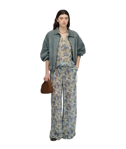 Semicouture Blusa in Fantasia Floreale Placida Y6SS01 Azzurro