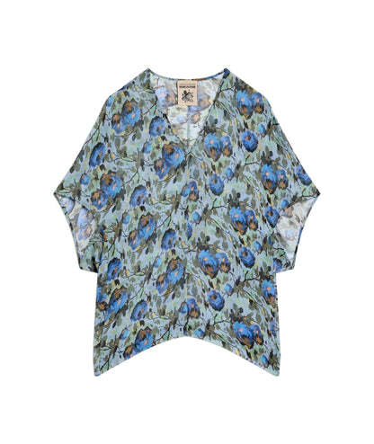 Semicouture Blusa in Fantasia Floreale Placida Y6SS01 Azzurro