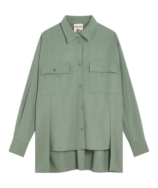 Semicouture Camicia Asimmetrica con Tasche Guadalupe Y6SI15 Verde