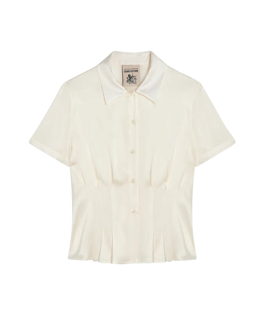 Semicouture Camicia in Misto Seta con Nastro Desideria Y6SM06 Bianco