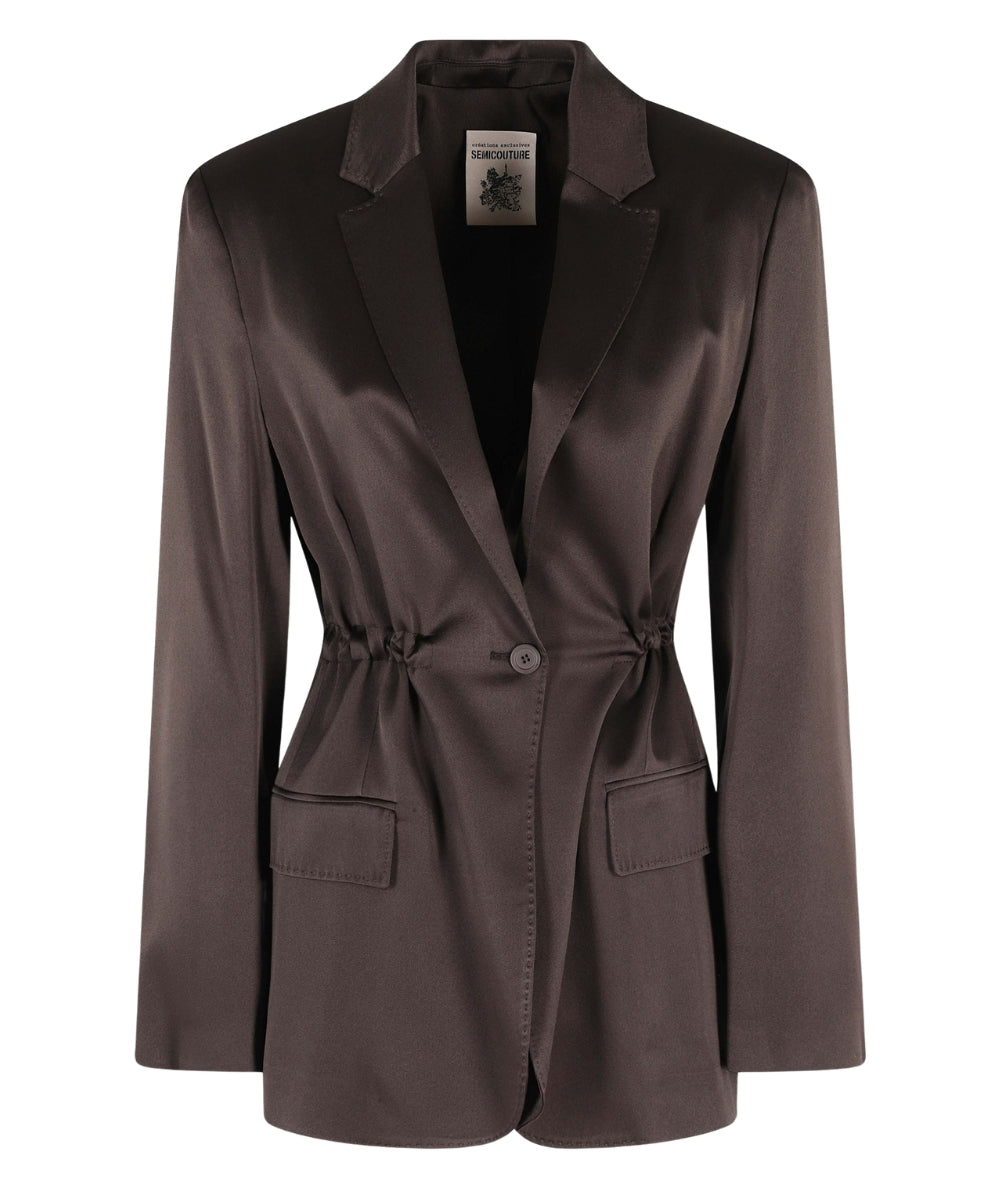 Semicouture Giacca in Raso con Arricciatura Marta Y6SM22 Marrone
