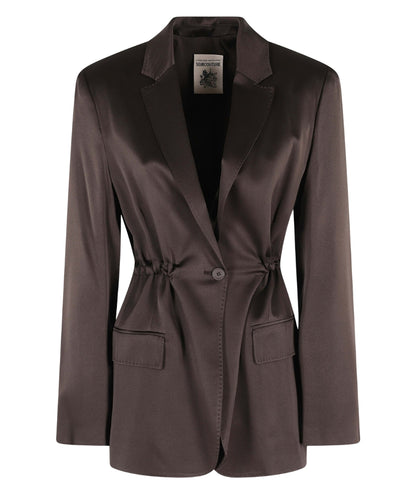 Semicouture Giacca in Raso con Arricciatura Marta Y6SM22 Marrone