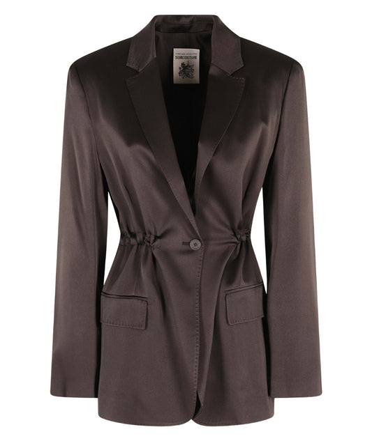 Semicouture Giacca in Raso con Arricciatura Marta Y6SM22 Marrone