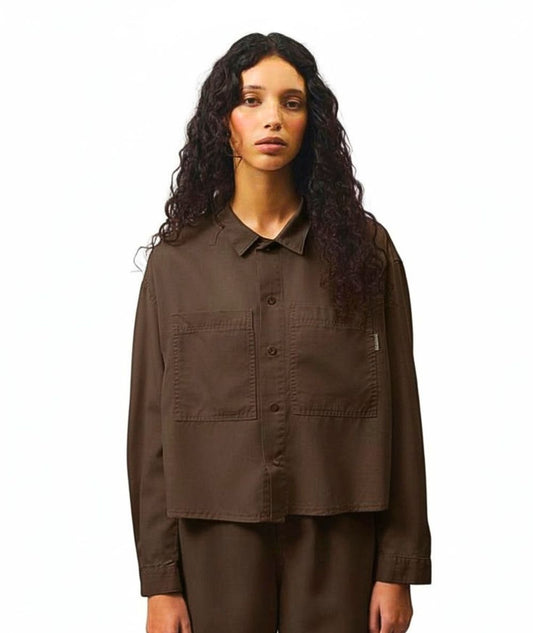 Roy Roger's Camicia con Tasche in Tencell Fatigue RND90314CR560569 Marrone