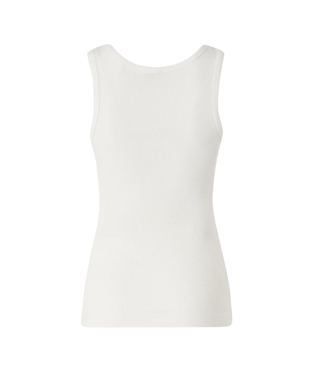Pinko Canotta a Costine con Logo Dorato Calcolatore 100807 A338 Bianco