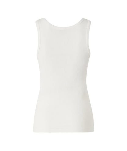Pinko Canotta a Costine con Logo Dorato Calcolatore 100807 A338 Bianco