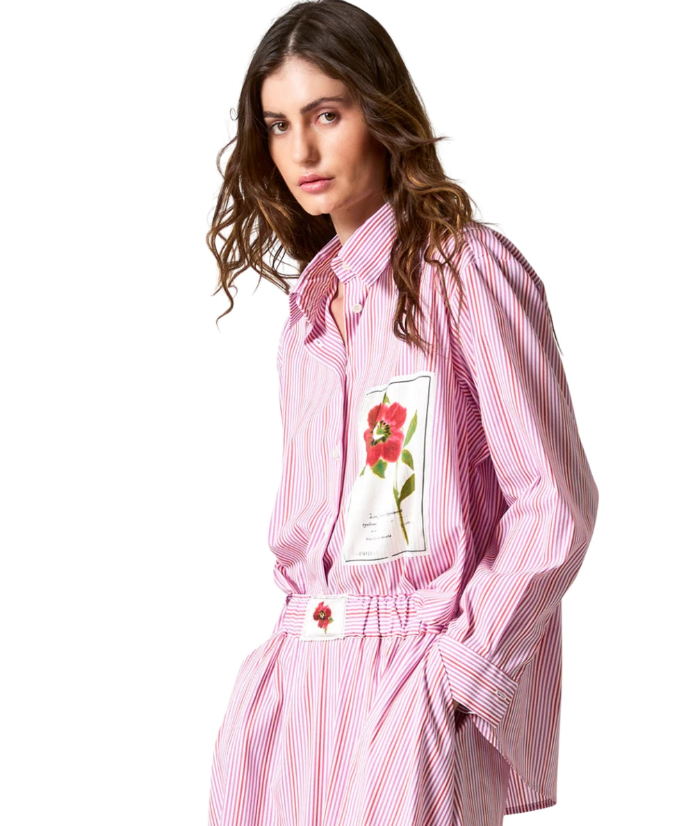 Shirtaporter Camicia Over a Righe SH4052RIGA Rosa 