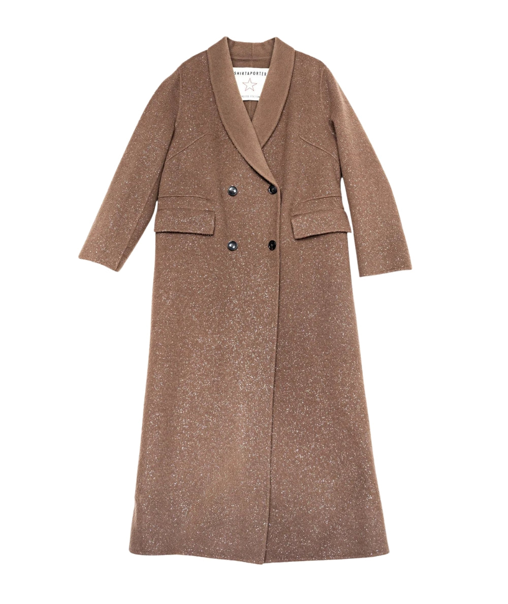 Shirtaporter Cappotto Lungo con Strass JA3750 Marrone Noce