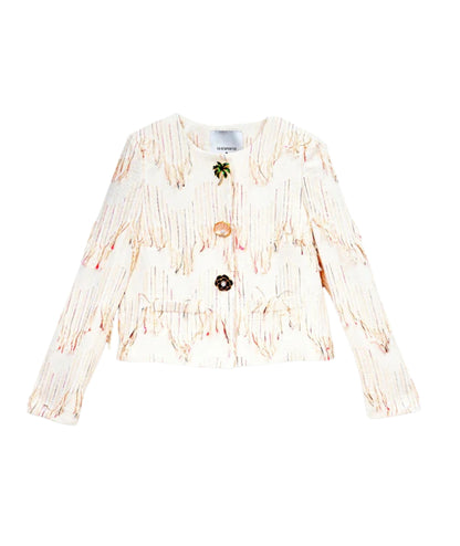 Shirtaporter Giacca in Misto Cotone Cropped JA4039 Bianco Panna