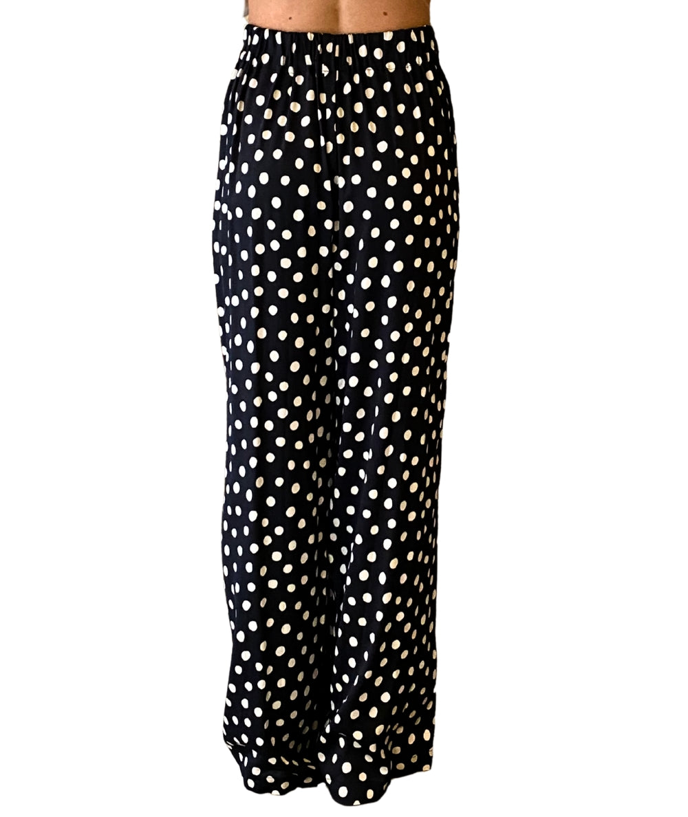 Shirtaporter Pantalone in Fantasia Pois TR3799 Bianco e Nero