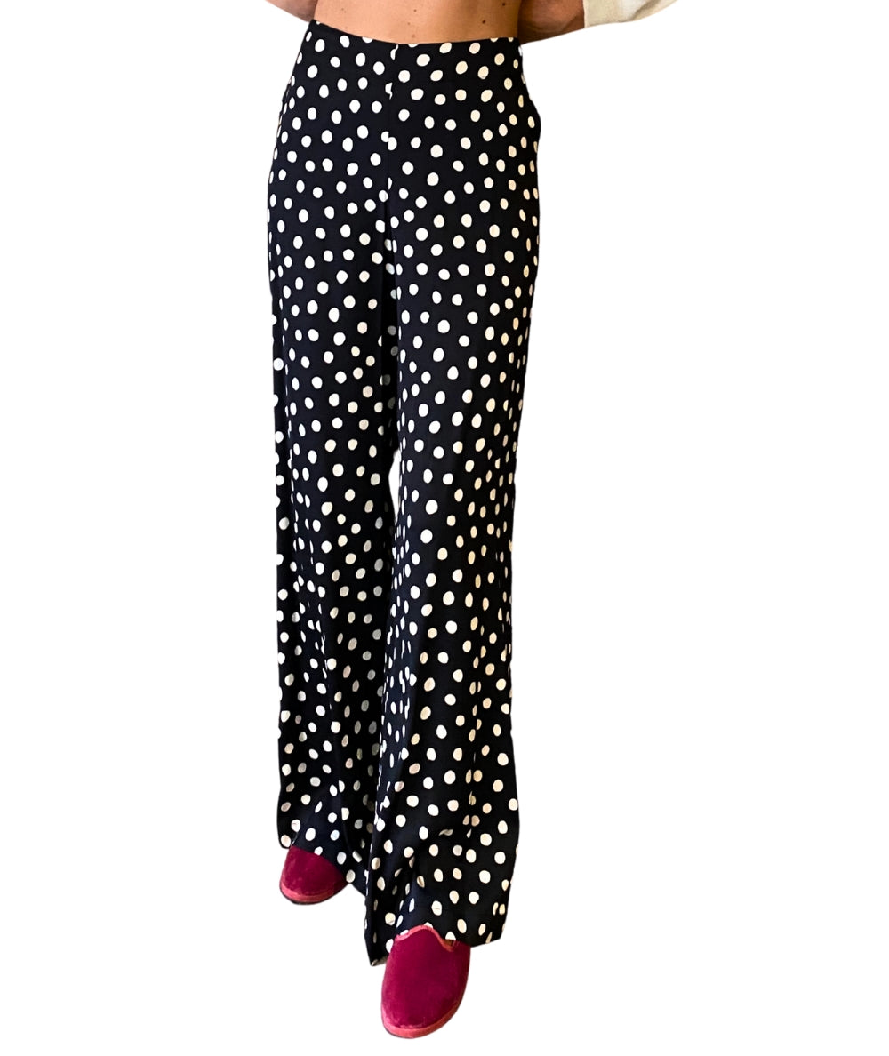 Shirtaporter Pantalone in Fantasia Pois TR3799 Bianco e Nero