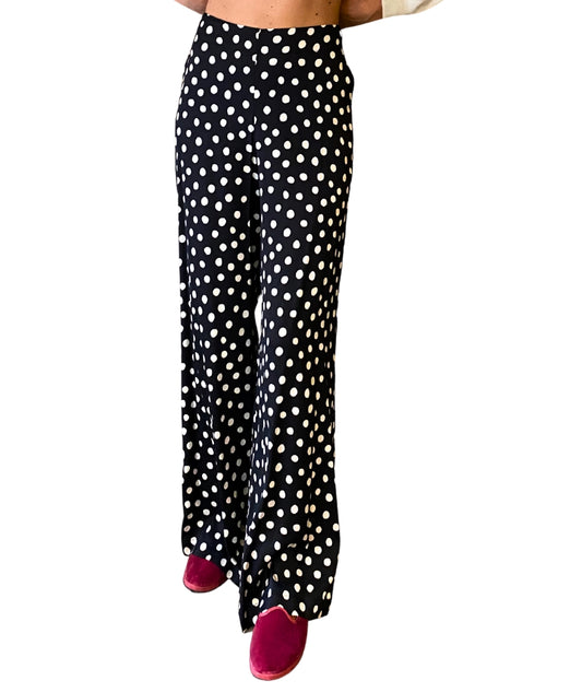 Shirtaporter Pantalone in Fantasia Pois TR3799 Bianco e Nero