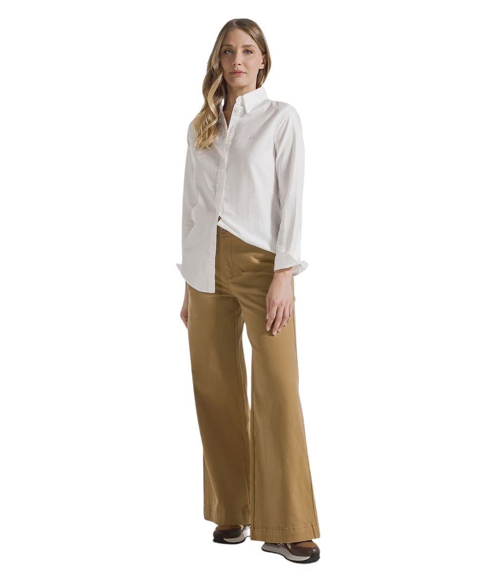 Sun68 Camicia di Cotone Botton Down S46201 Bianco