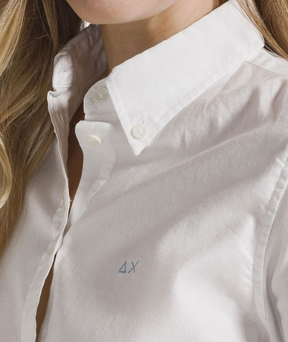 Sun68 Camicia di Cotone Botton Down S46201 Bianco