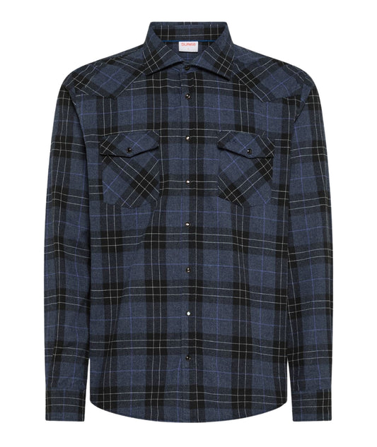 Sun68 Camicia in Fantasia Check S45109  Blu Navy 