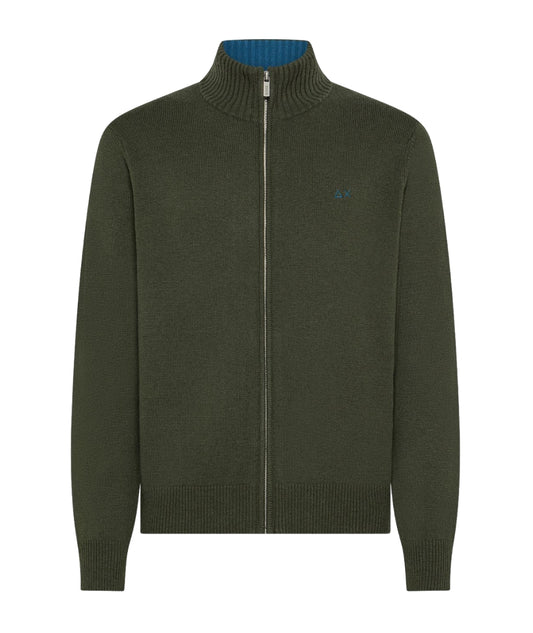 Sun68 Cardigan Full Zip K45114 Verde Militare Scuro 