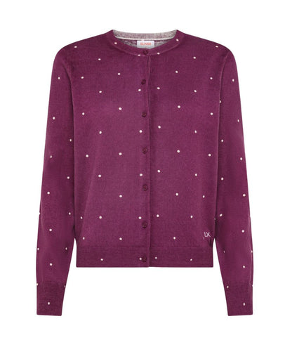 Sun68 Cardigan a Pois in Misto Lana e Cotone K46252 Rosa Ciclamino