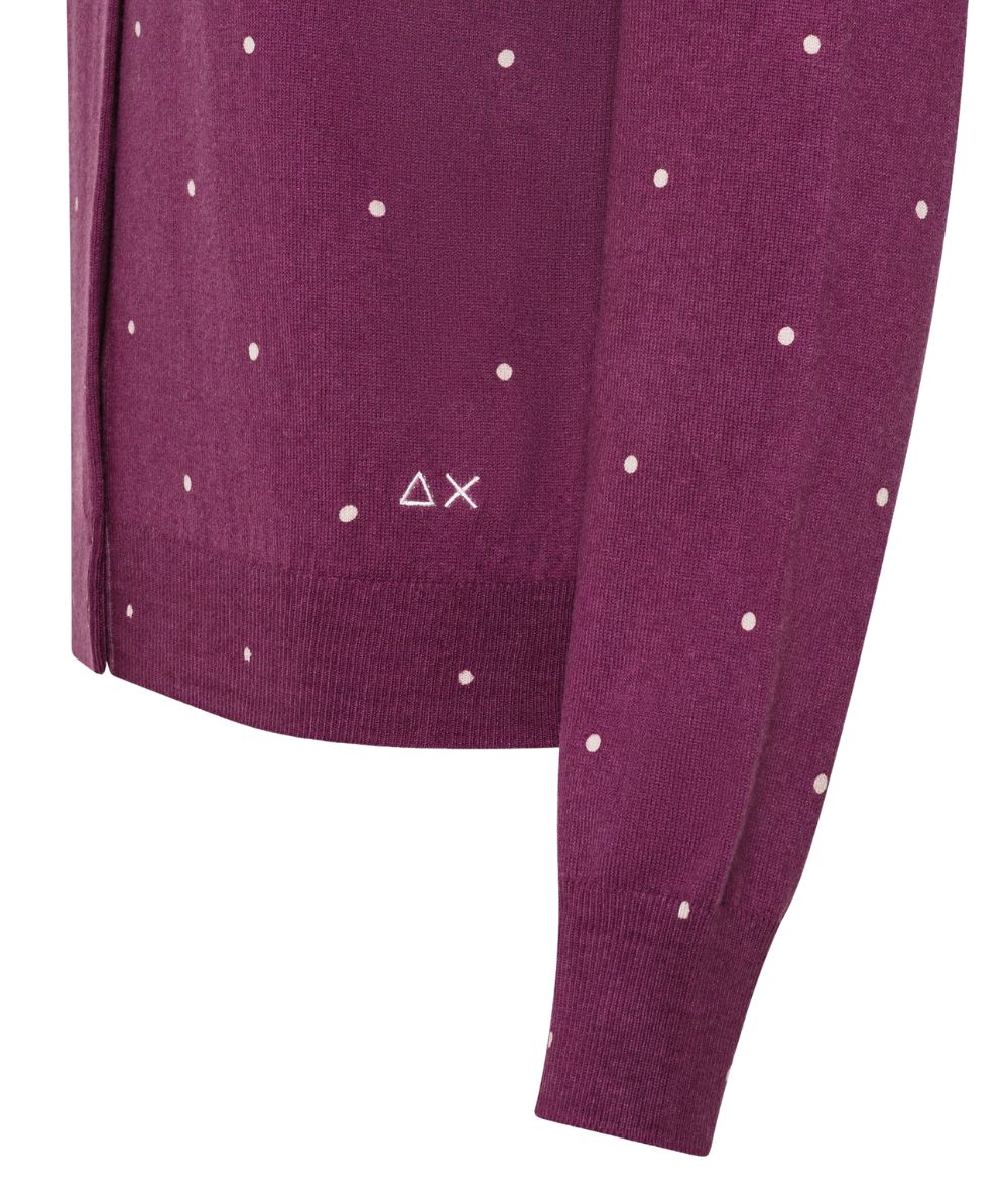 Sun68 Cardigan a Pois in Misto Lana e Cotone K46252 Rosa Ciclamino