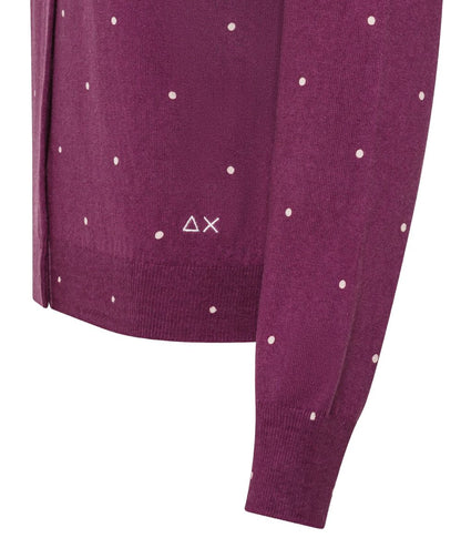 Sun68 Cardigan a Pois in Misto Lana e Cotone K46252 Rosa Ciclamino