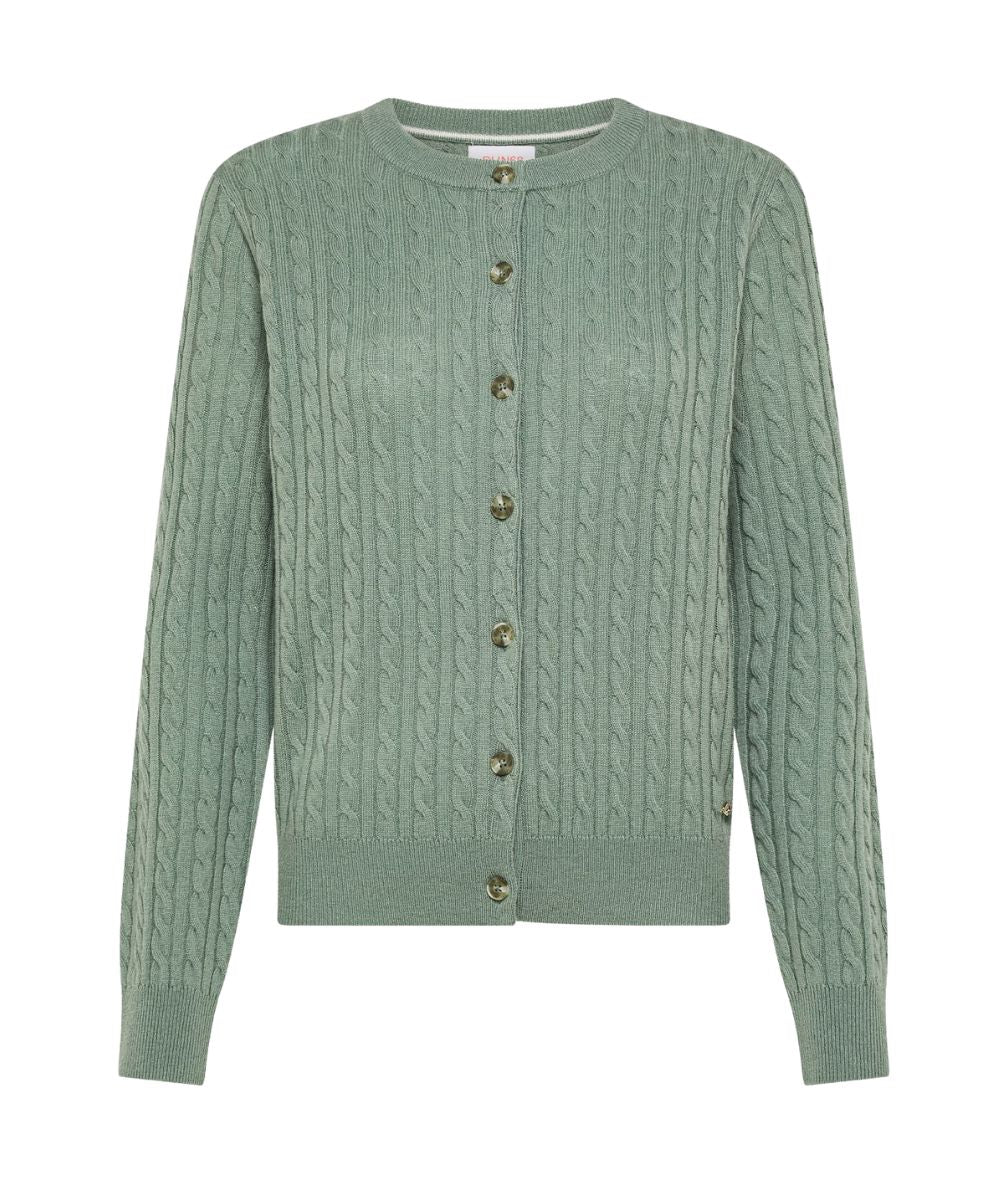 Sun68 Cardigan in Lana e Cashmere a Trecce K46243 Verde Salvia
