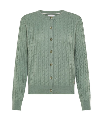 Sun68 Cardigan in Lana e Cashmere a Trecce K46243 Verde Salvia