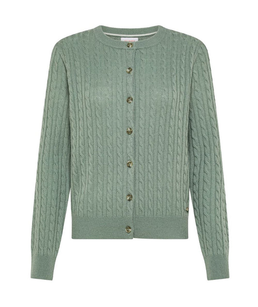 Sun68 Cardigan in Lana e Cashmere a Trecce K46243 Verde Salvia