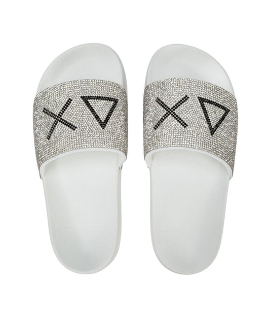 Sun68 Ciabatte con Fascia Strass X36211 Bianco 