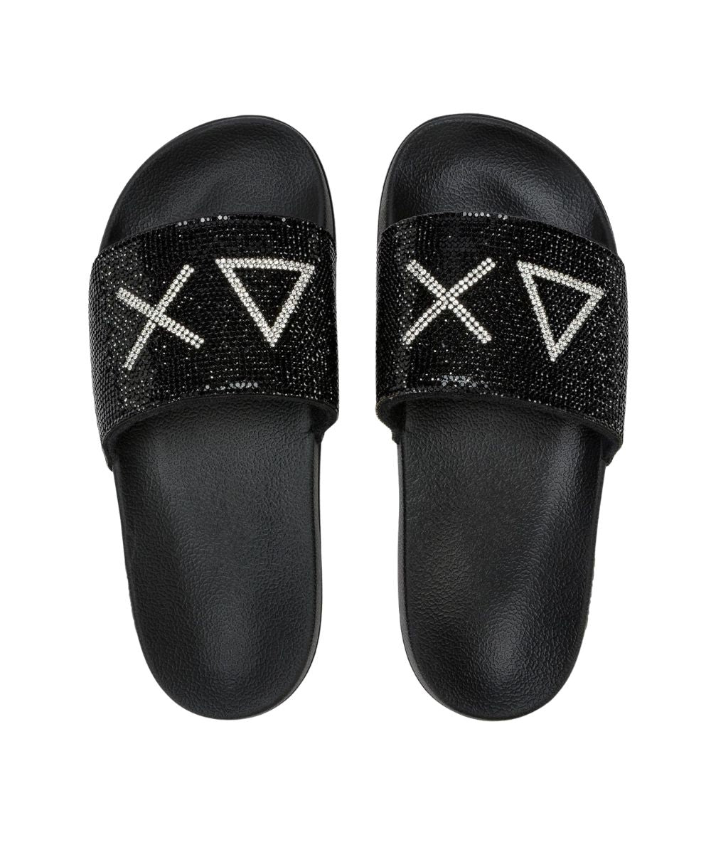 Sun68 Ciabatte con Fascia Strass X36211 Nero
