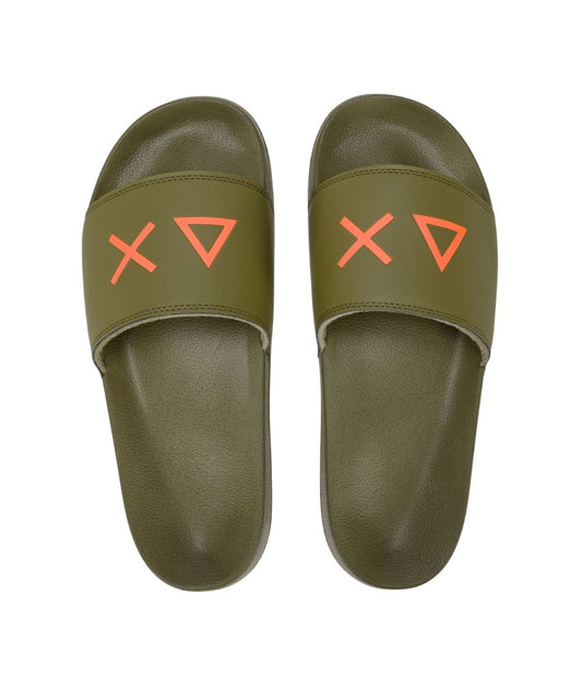 Sun68 Ciabatte con Logo X36110 Verde Militare